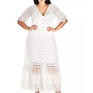 City Chic White/Ivory Lace Midi Dress